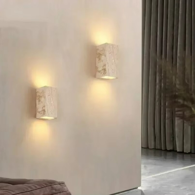 Outdoor Lighting Restaurant - 黄色のトラバーチン石の壁掛けランプ、店舗、レストラン、カフェ、屋内、屋外の装飾、燭台ライト、背景、家
