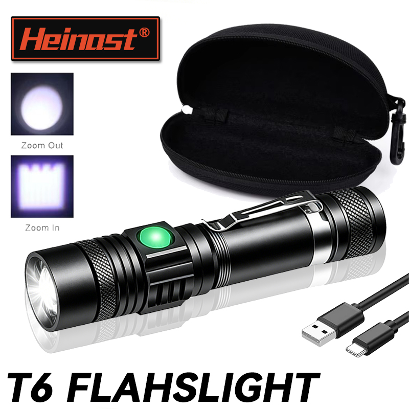 Outdoor Lighting For Home - T6 LED 充電式懐中電灯、18650 ズーム可能なトーチ、キャップクランプ、ヘッドランプ、ペンクリップ、屋外キャンプ用ハンドヘルドワークライト
