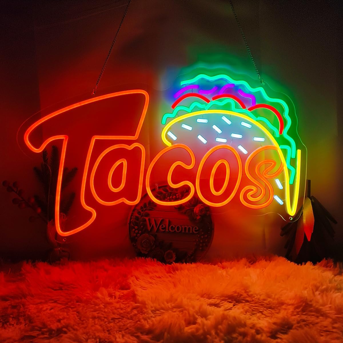 Outdoor Lighting Restaurant - タコスLEDネオンサインUSBウォールライト メキシコ料理装飾 タコスダイナー スナックバー フィエスタパーティー レストラン