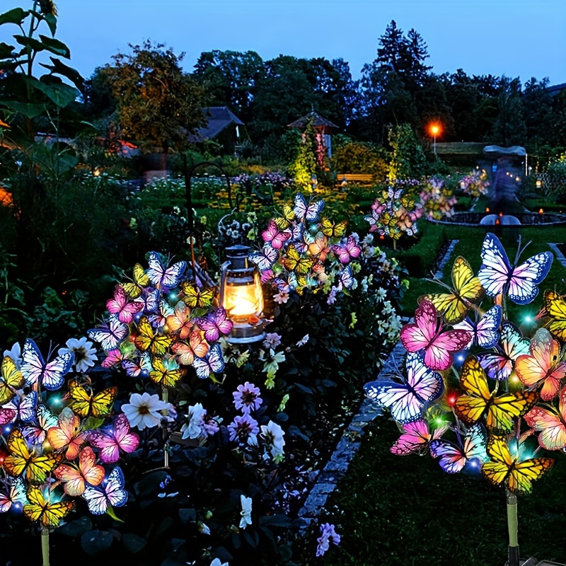 Bollard Light Garden - ソーラー LED バタフライガーデンライト防水カラフルな屋外芝生パスランプ庭パティオフェスティバルクリスマス屋根装飾用