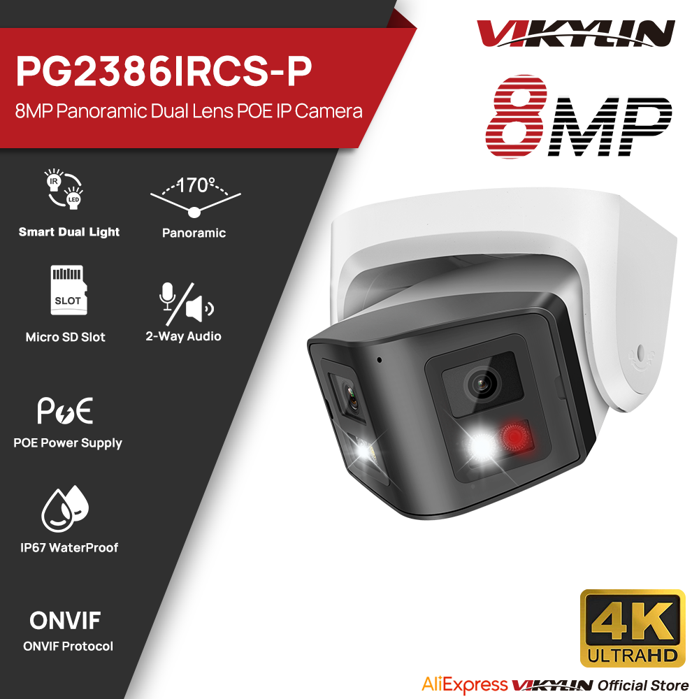 Outdoor Lighting Mains Powered - Vikylin 8MP パノラマスマートデュアルライト IP カメラ双方向トーク CCTV