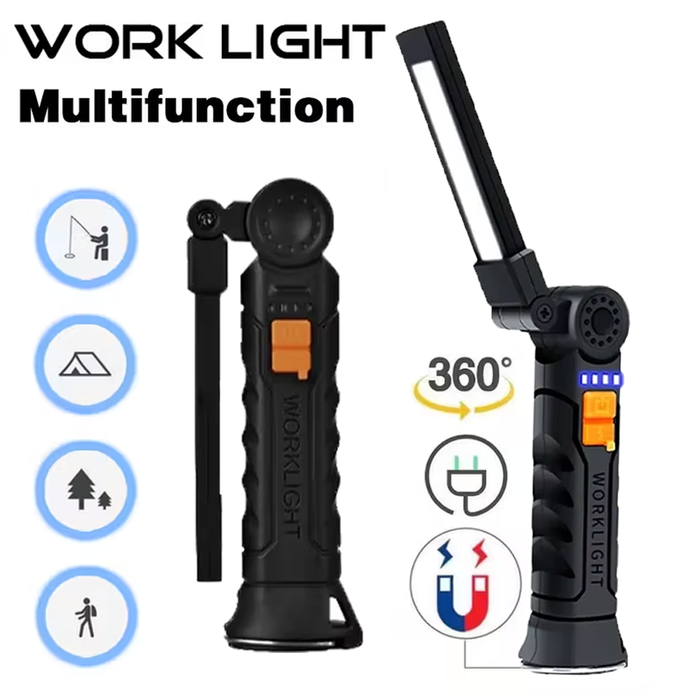 Outdoor Lighting Types - ポータブル COB LED 懐中電灯 USB 充電式トーチ、磁気緊急作業灯、内蔵バッテリー付き、アウトドアキャンプ用
