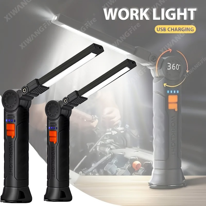 Outdoor Lighting Waterproof - 充電式 LED 懐中電灯 マグネットとフック付き、作業現場のセキュリティ、夜間作業、アウトドアキャンプ、緊急用の防水