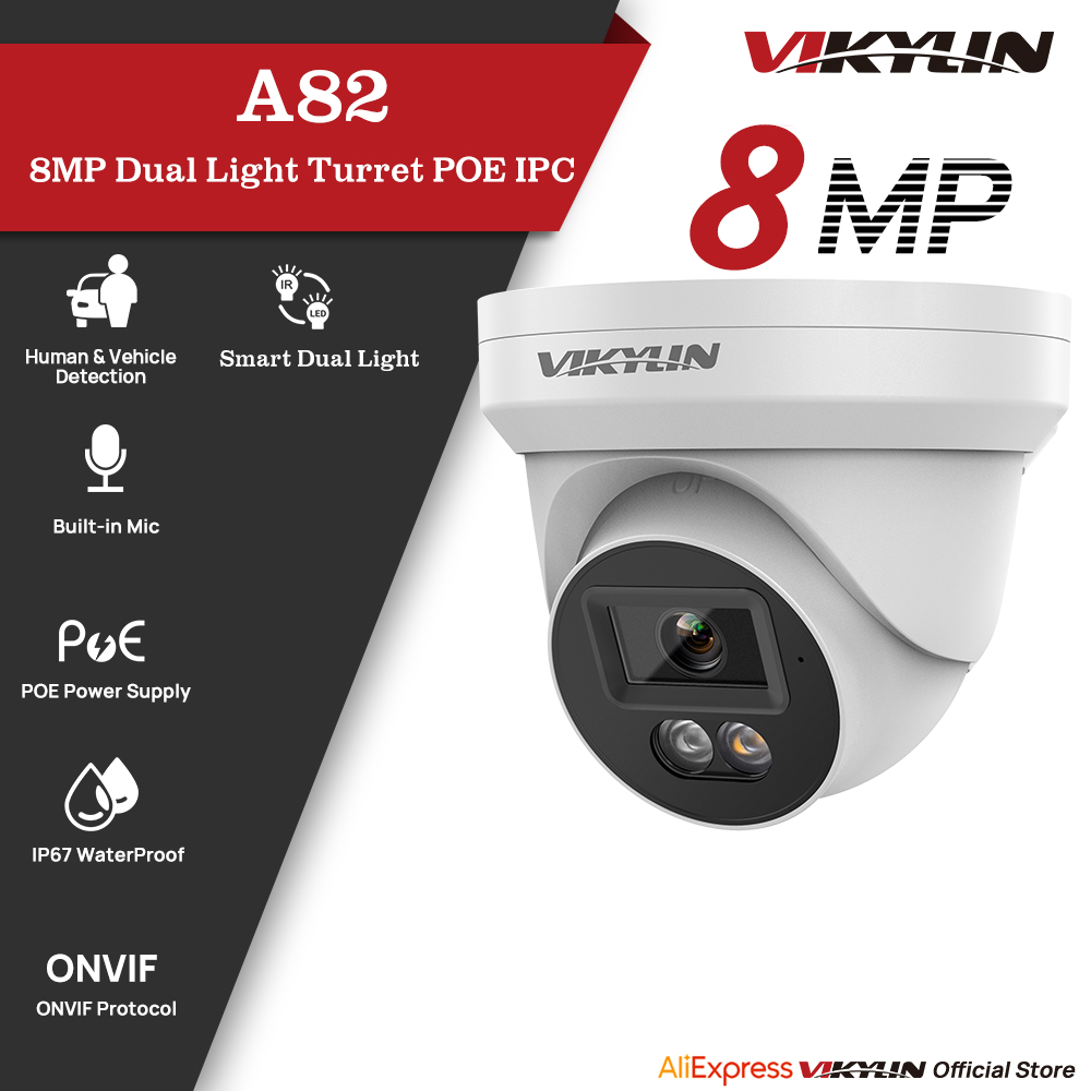 Outdoor Lighting Mains Powered - VIKYLIN 8MP IPセキュリティカメラ PoE 4K スマートデュアルライト