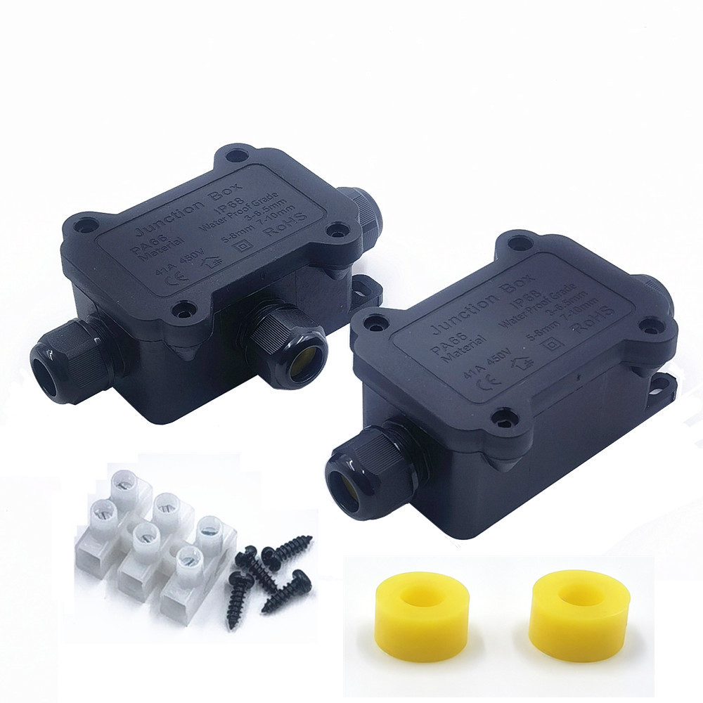 Outdoor Lighting Junction - IP68防水ジャンクションボックス 2/3ウェイ屋外ケーブルコネクタ、庭園景観照明用ワイヤーコネクタ付き電気ボックス