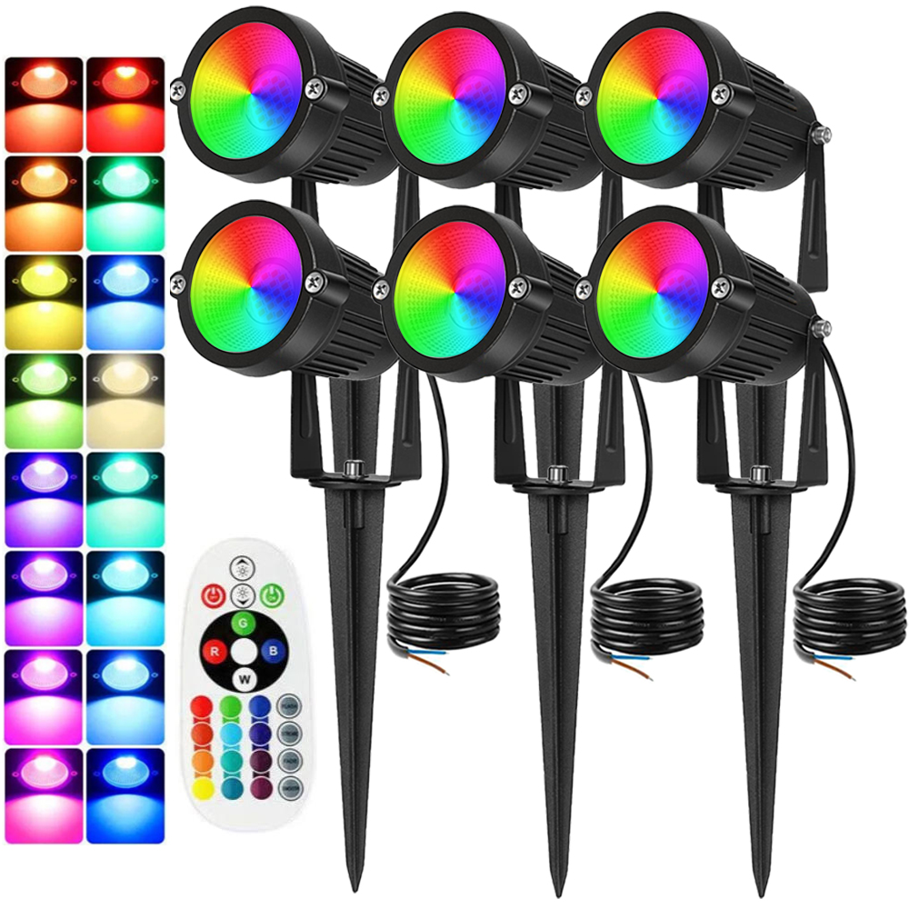 Outdoor Lighting Waterproof - RGBW景観照明10Wリモコン付きスポットライト110V 220V IP65防水、庭、木、芝生、庭園、屋外、クリスマスライト用