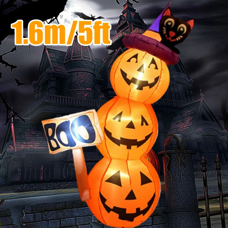 Bollard Light Garden - LEDライト内蔵のハロウィーンインフレータブルモデルカボチャ、休日、屋外、屋内、家、庭、パーティー、楽しみ、かわいい装飾、1.6m、5フィート