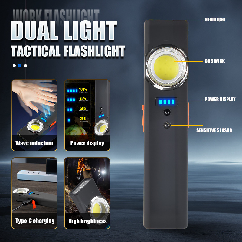 Outdoor Lighting Types - 多機能ポータブルミニ充電式磁気ワークライト屋外強力なデュアル光源懐中電灯TYPE-C