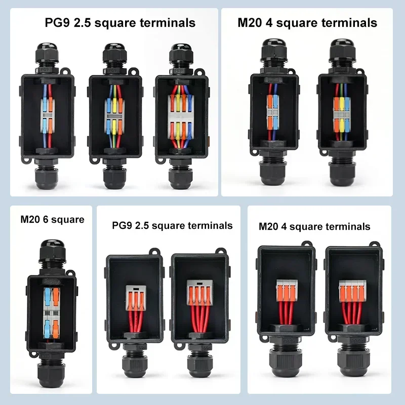 Outdoor Lighting Junction - M20 PG9 2ウェイ端子台付き2-2屋外防水ジャンクションボックス3-3埋設街路灯スプリッター4-4密閉型コネクター