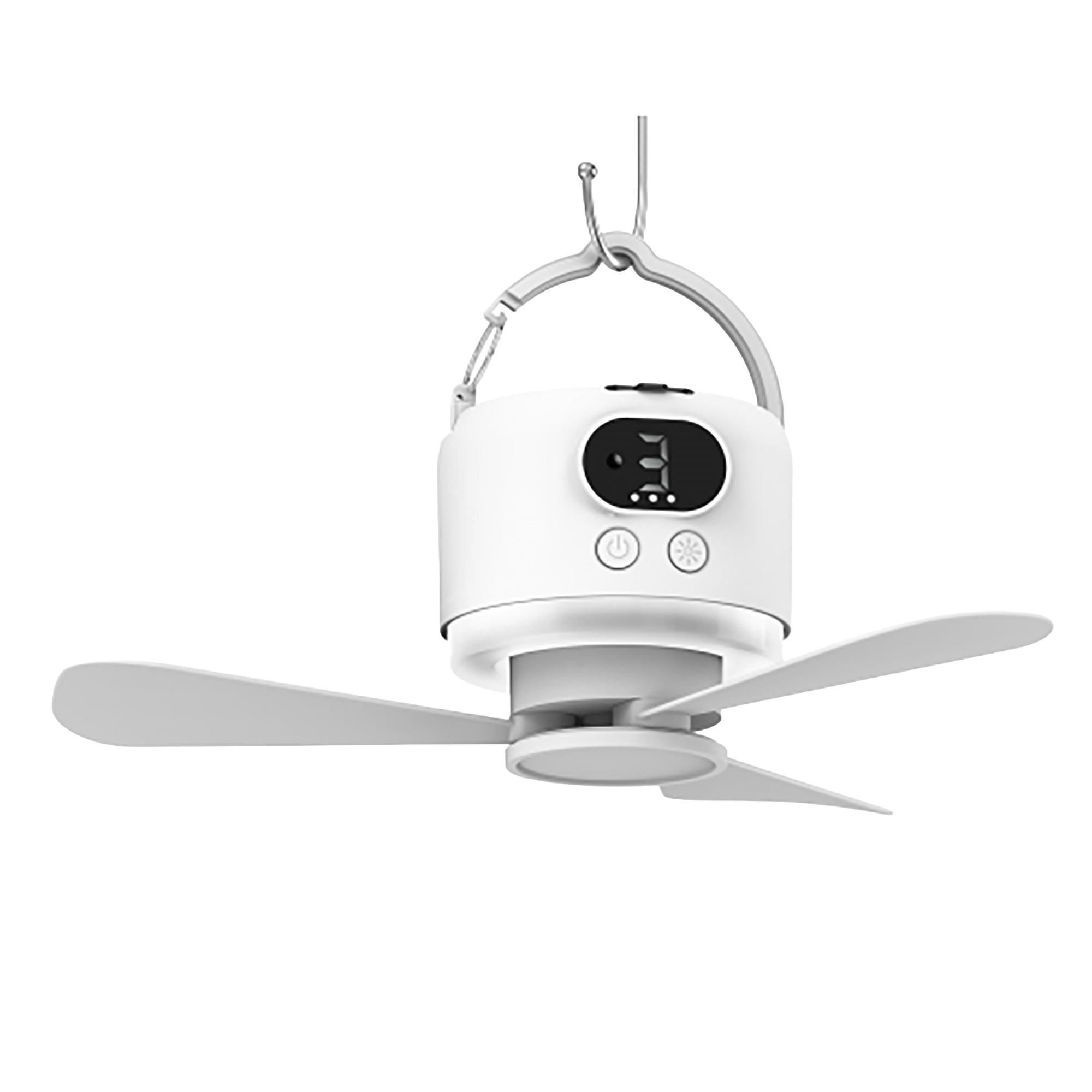 Outdoor Lighting Controller - 10400mAh充電式ポータブルシーリングファン、吊り下げ可能、3段階風速、リモコン、タイマー、LEDライトストリップ、アウトドアキャンプファン