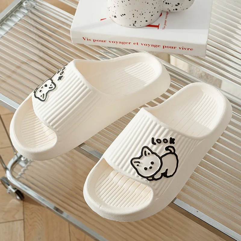 Outdoor Lighting For Home - 夏かわいい猫スリッパ女性超軽量カップルホームシューズ屋外ビーチスライド女性キティフリップフロップ防水スリッパ