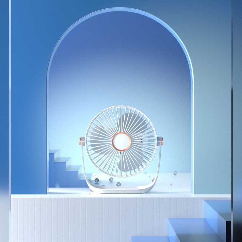 Outdoor Lighting For Home - ポータブルミニデスクトップファンライト 角度調整可能 5段階風量設定 充電式バッテリー 静音充電 家庭用/屋外用