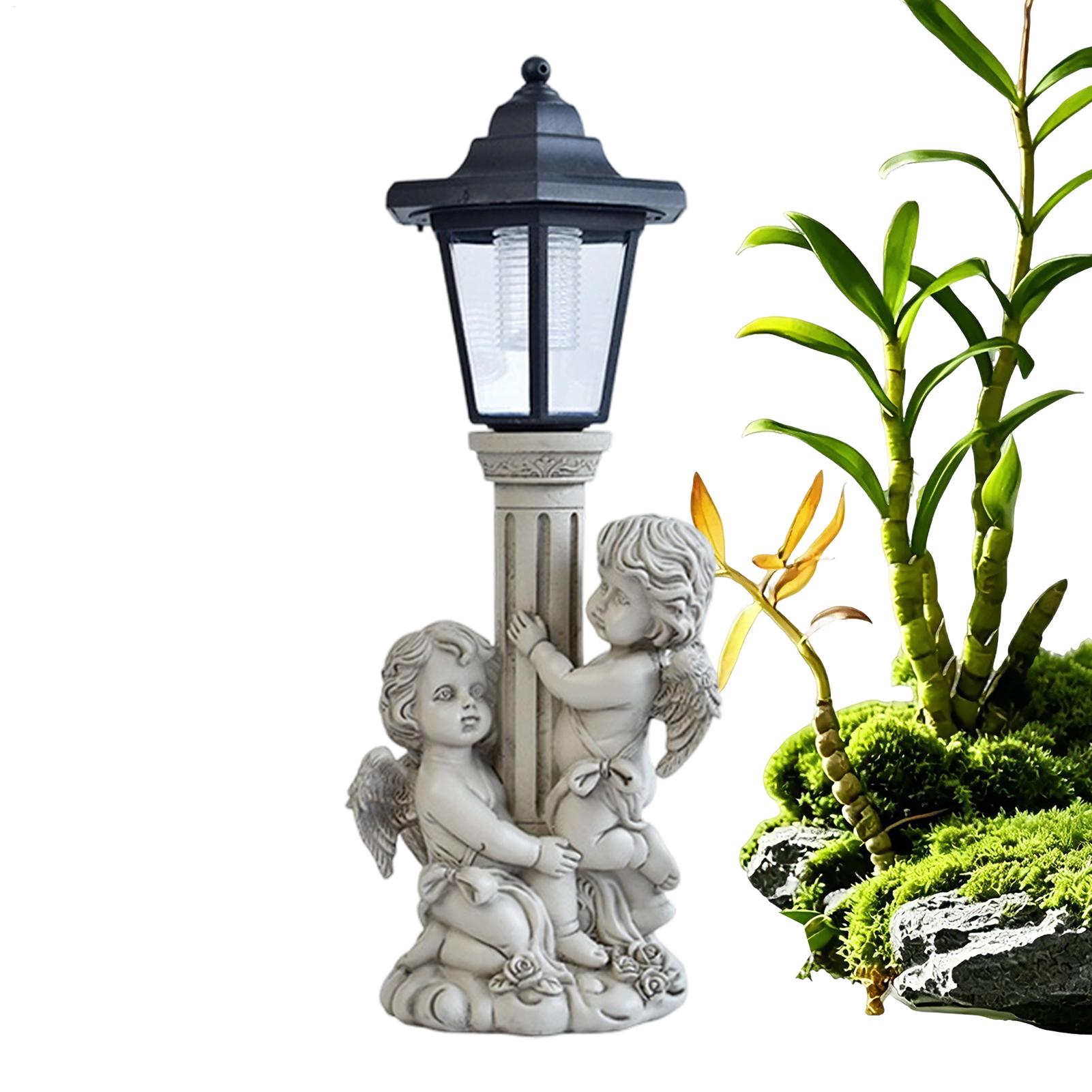 Outdoor Lighting For Home - 庭の彫像ライトアップ自動オン/オフ樹脂彫刻照明屋外彫像ソーラーランタン付き家庭用庭庭芝生用
