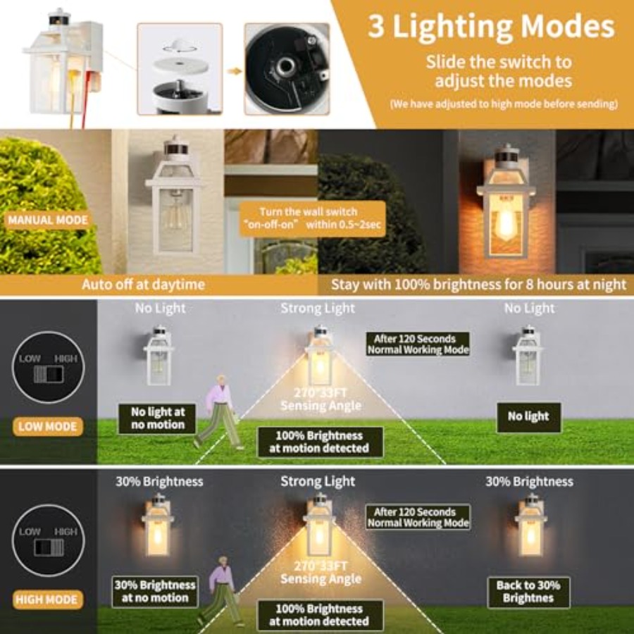 GFCIコンセント付きポーチライト、夕暮れから夜明けまで点灯 - Outdoor Lighting No Outlet のレビューと価格