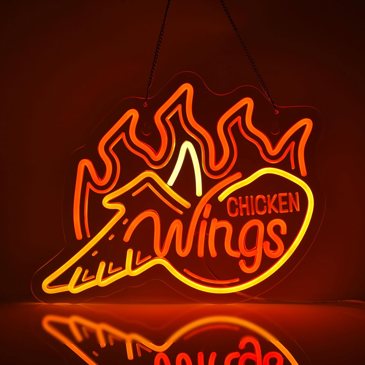 炎のようなオレンジ色の鶏の羽根LEDネオンサイン調光可能US - Outdoor Lighting Restaurant のレビューと価格
