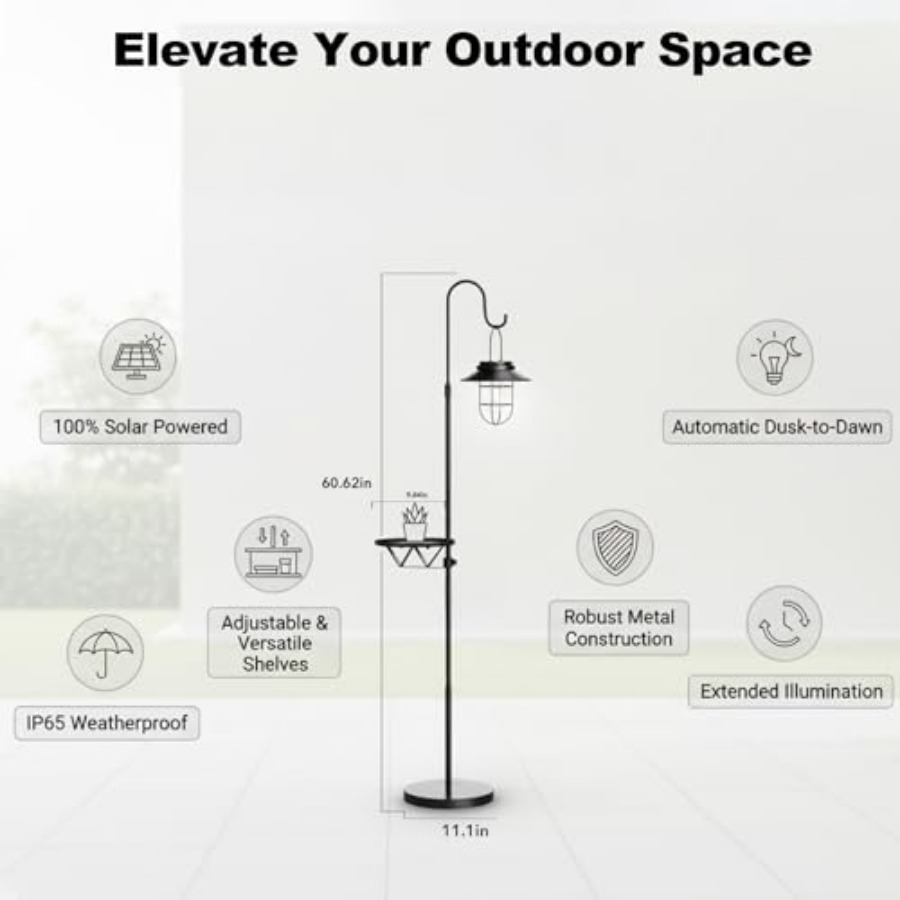 ソーラーフロアランプ（テーブル付き）、60インチ屋外用シェパ - Outdoor Lighting Waterproof のレビューと価格
