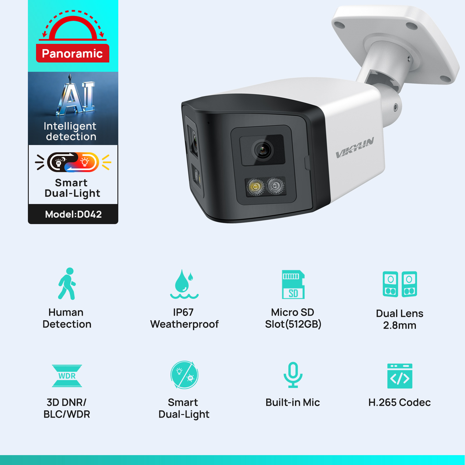 VIKYLIN 170 °   パノラマセキュリティIPカメ - Outdoor Lighting Mains Powered のレビューと価格