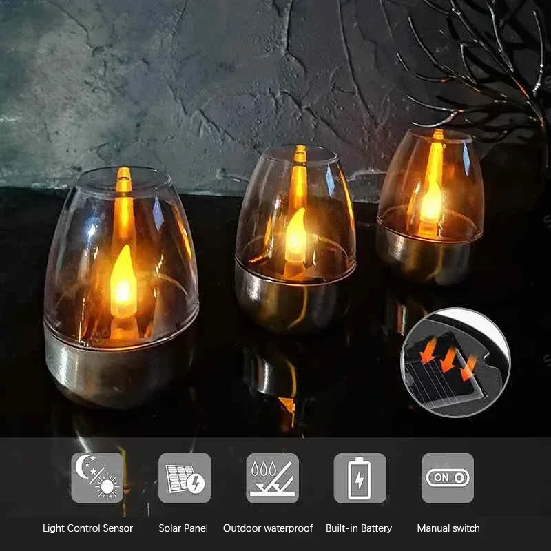 LED ソーラーキャンドルライトフレームレス充電式ナイトライ - Outdoor Lighting Transformer のレビューと価格