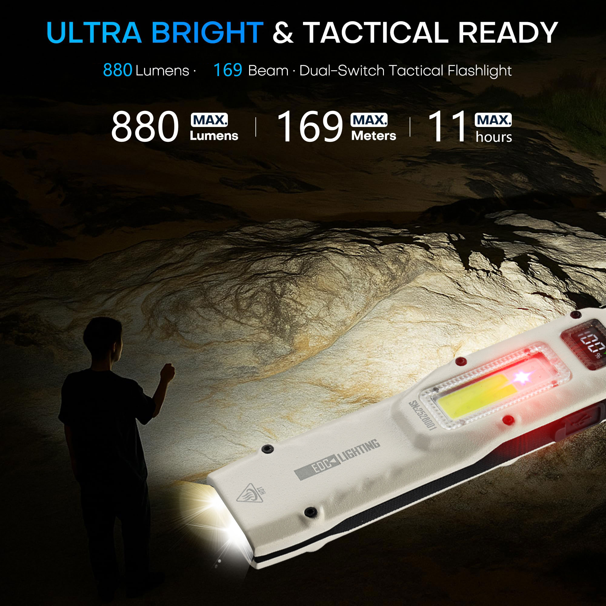 ポータブル880LM YEMAO M28超薄型タクティカルワ - Outdoor Lighting Lumen のレビューと価格