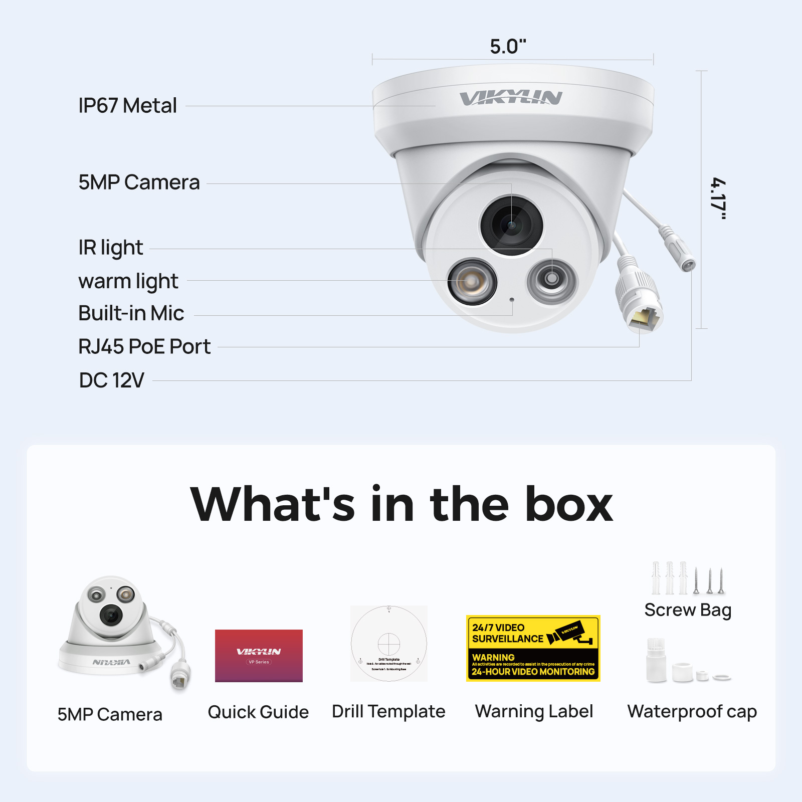 VIKYLIN 5MP スマートデュアルライト IP カメラ - Outdoor Lighting Mains Powered のレビューと価格