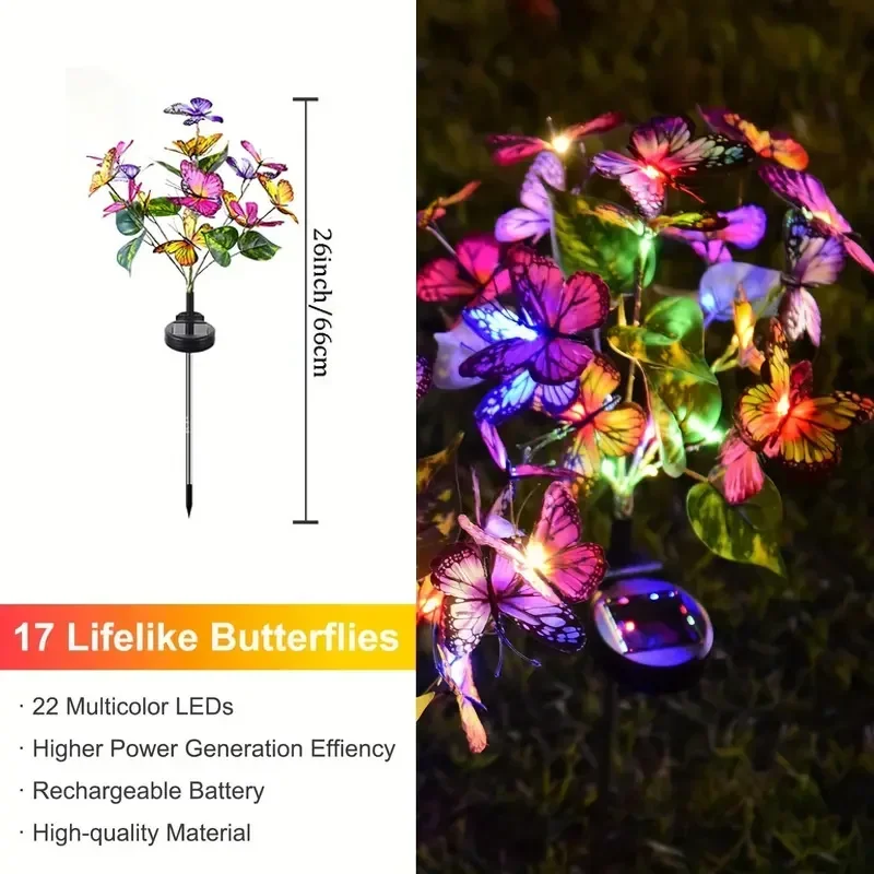 ソーラー LED バタフライガーデンライト防水カラフルな屋外 - Bollard Light Garden のレビューと価格