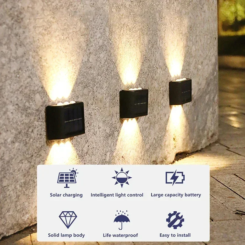 LEDソーラーライト 屋外防水 ソーラーウォールランプ 上下 - Bollard Light Garden のレビューと価格