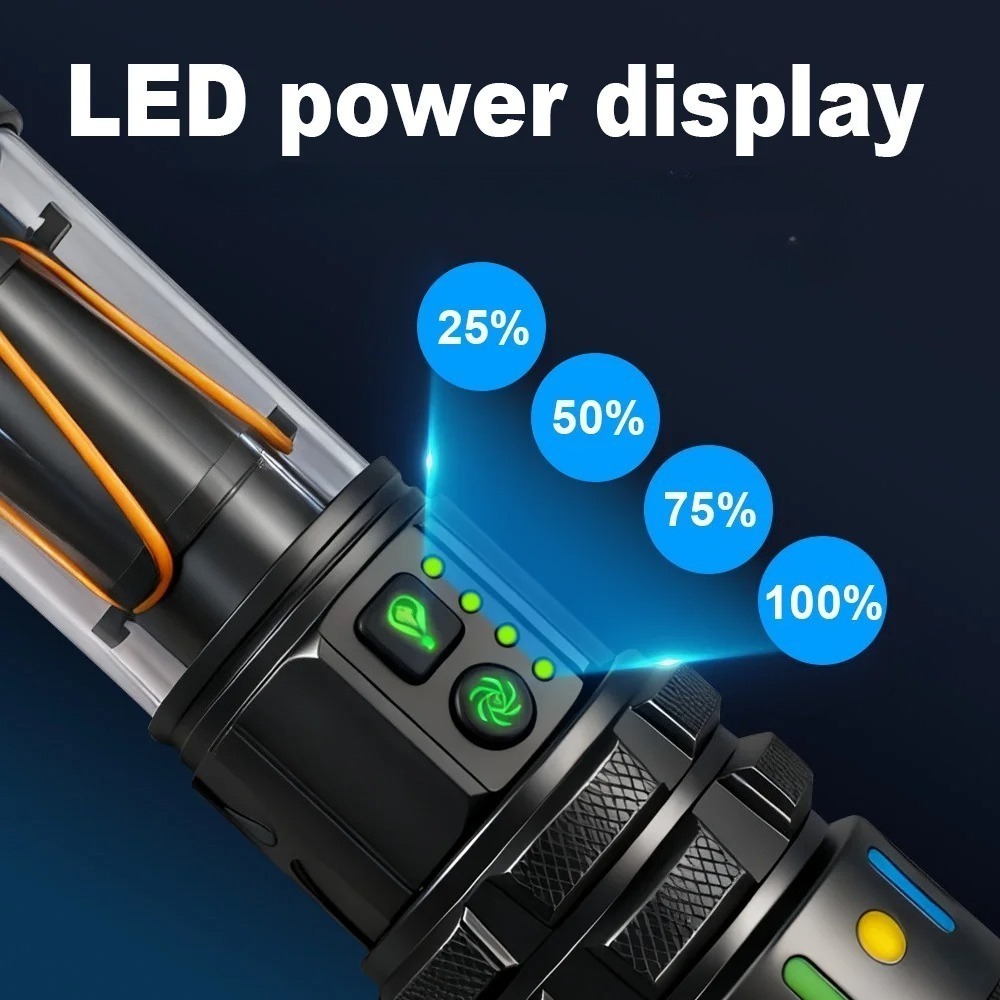 強力な超高輝度LED懐中電灯、Type-C急速充電式ハンドヘ - Outdoor Lighting Types のレビューと価格