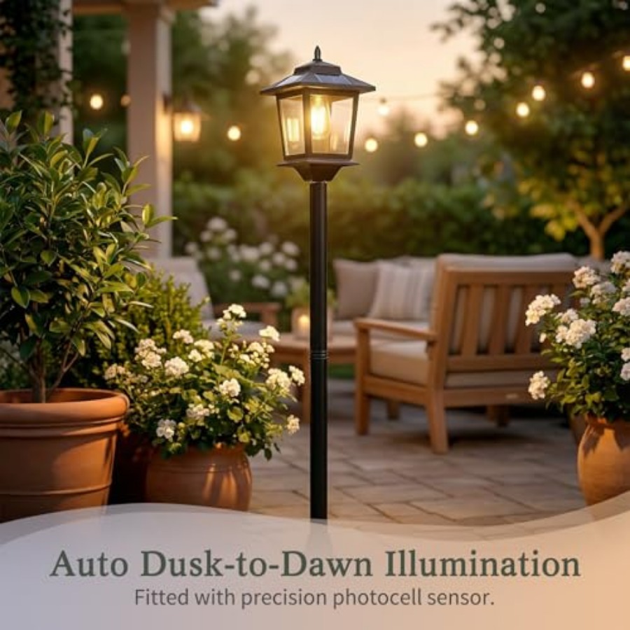 屋外ソーラーポストライト、2個パック63インチ夕暮れから夜明 - Outdoor Lighting Waterproof のレビューと価格