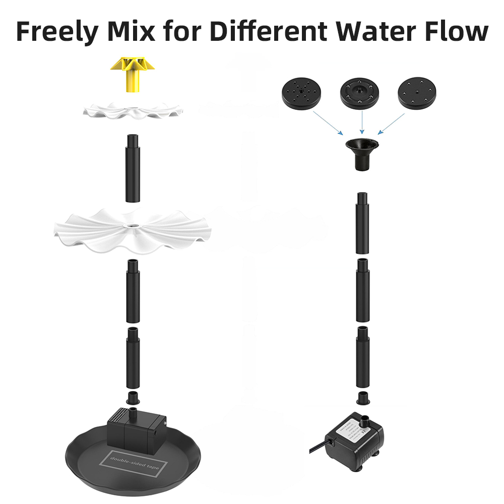 バードバス用のソーラーパワー水噴水ポンプ、庭、池、プール、水 - Bollard Light Garden のレビューと価格