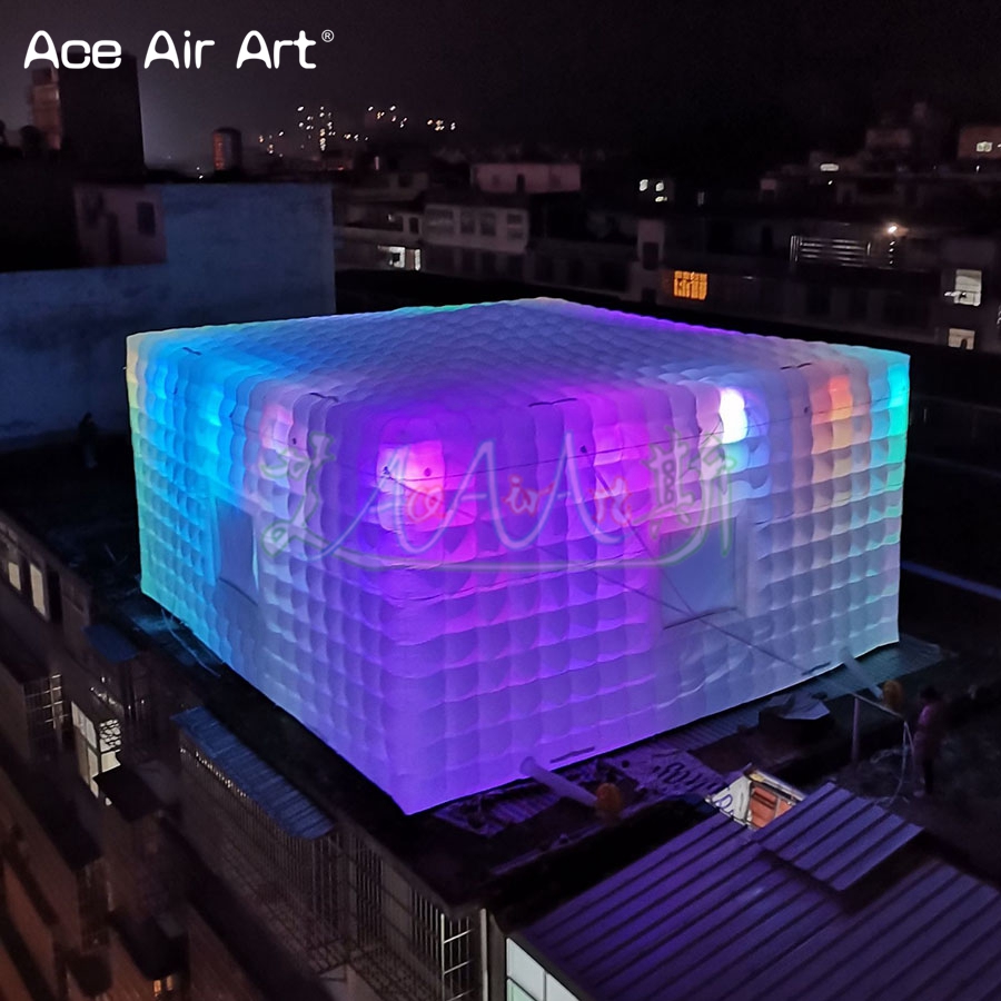 LEDライト付きインフレータブルキューブテント、エアブロウス - Outdoor Lighting No Outlet のレビューと価格