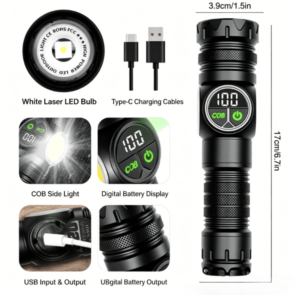 白色光 LED 懐中電灯 Type-C 充電ズームテールマグ - Outdoor Lighting Types のレビューと価格