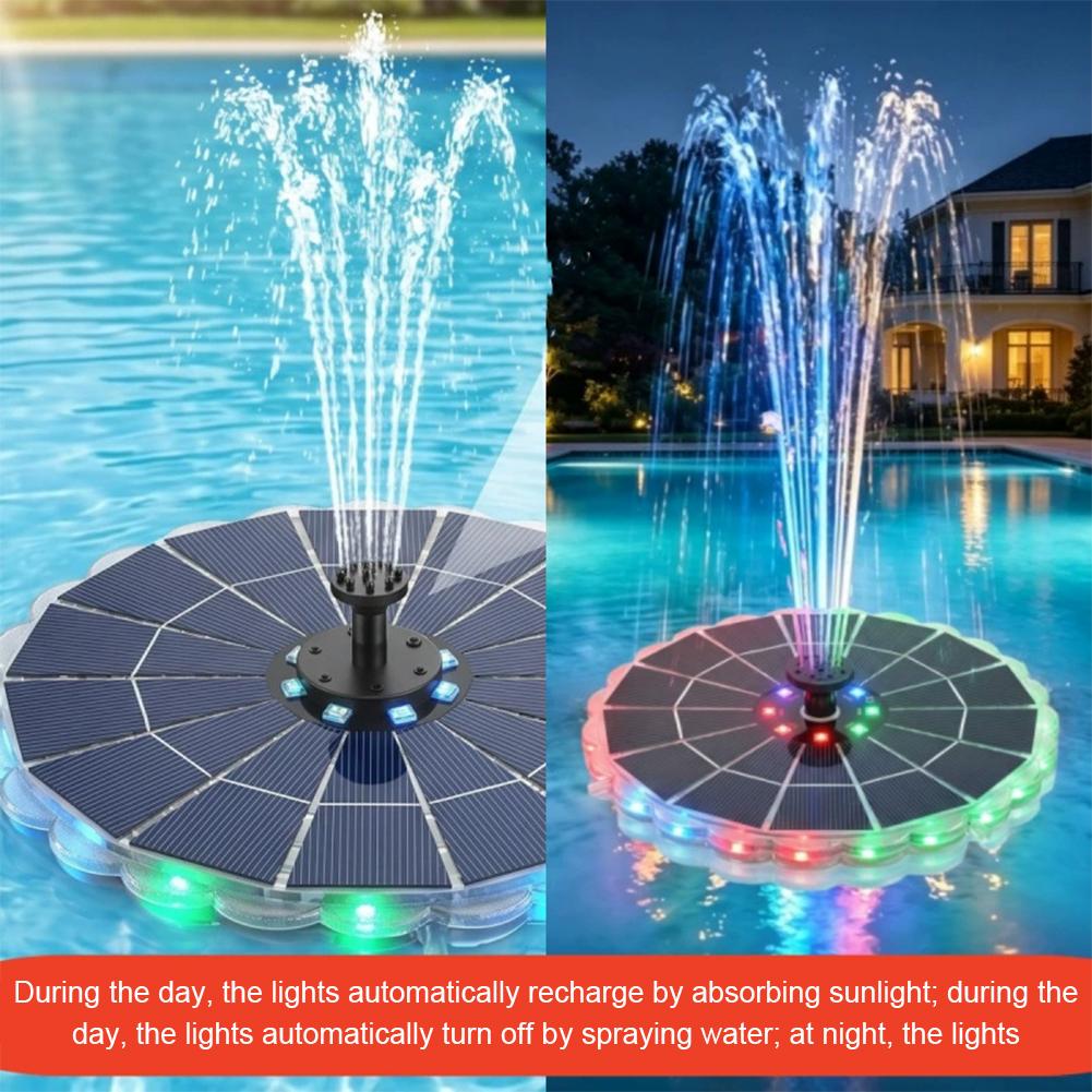 3.5W屋外ソーラー噴水ポンプキット、7つのノズル、7色ライ - Bollard Light Garden のレビューと価格