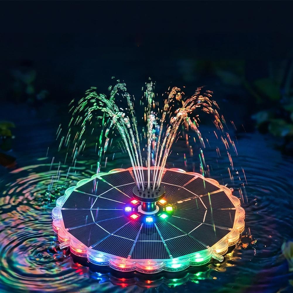 3.5W屋外ソーラー噴水ポンプキット、7つのノズル、7色ライ - Bollard Light Garden のレビューと価格