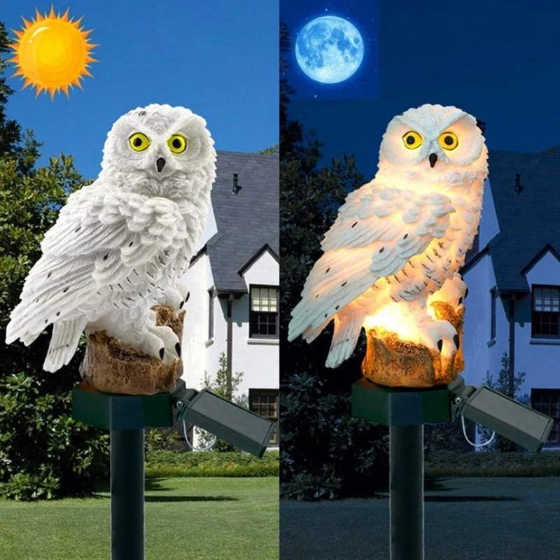 ソーラーフクロウ像ガーデンライトLED防水屋外装飾、庭やパテ - Bollard Light Garden のレビューと価格