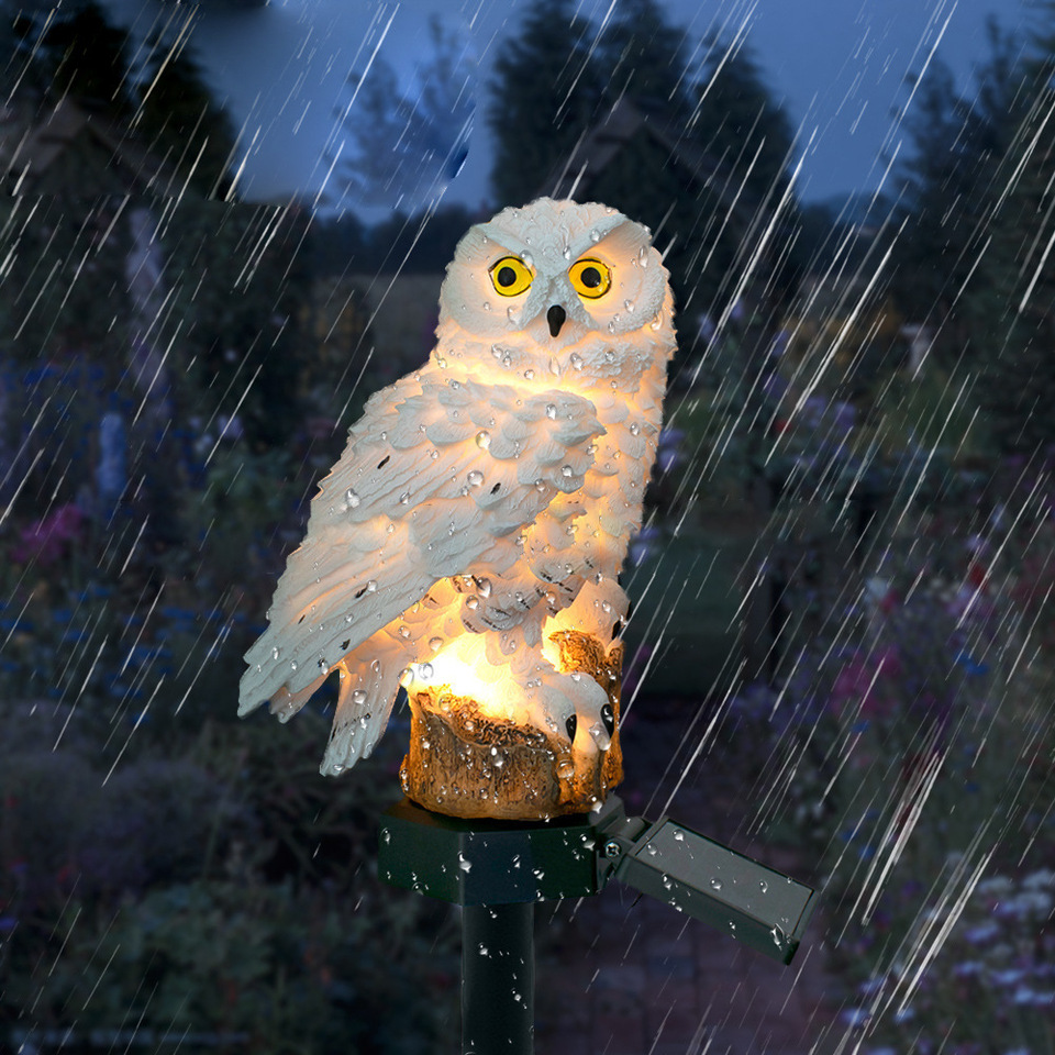 ソーラーフクロウ像ガーデンライトLED防水屋外装飾、庭やパテ - Bollard Light Garden のレビューと価格