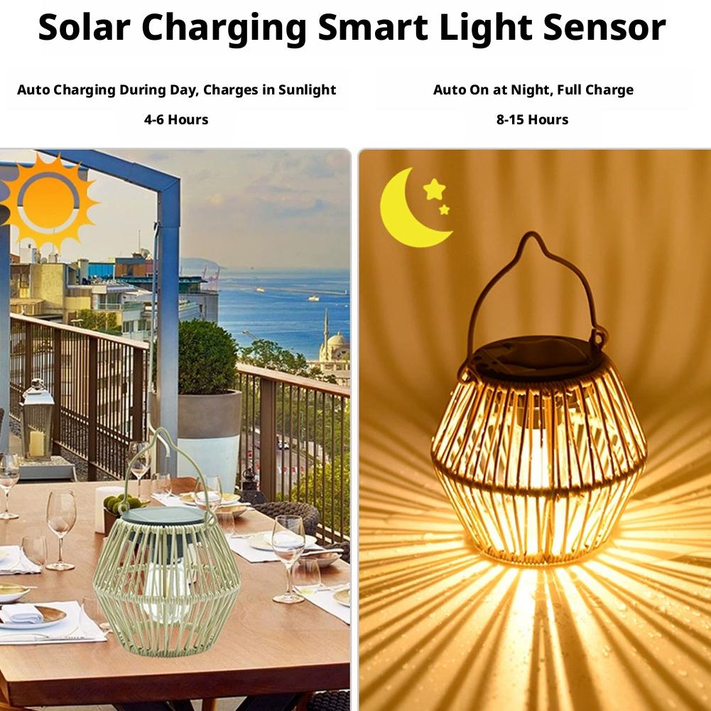 IP65防水ソーラーラタンランタン、吊り下げ式テーブルライト - Outdoor Lighting Waterproof のレビューと価格