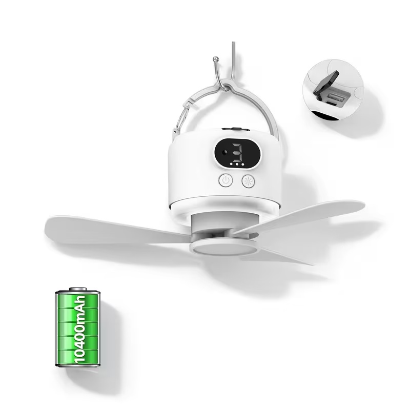 10400mAh充電式ポータブルシーリングファン、吊り下げ可 - Outdoor Lighting Controller のレビューと価格