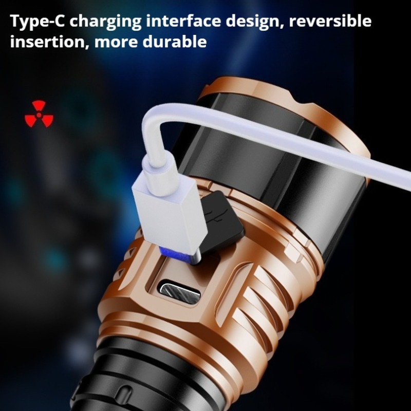 強力な光ハイパワー LED 懐中電灯タイプ C 充電防水アル - Outdoor Lighting Types のレビューと価格