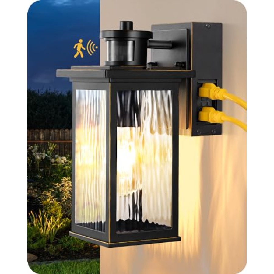GFCIコンセント付き屋外ウォールライト、モーションセンサー - Outdoor Lighting No Outlet のレビューと価格