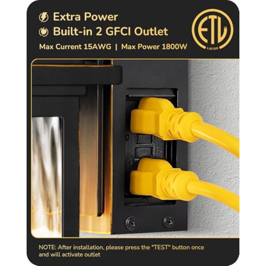 GFCIコンセント付き屋外ウォールライト、モーションセンサー - Outdoor Lighting No Outlet のレビューと価格