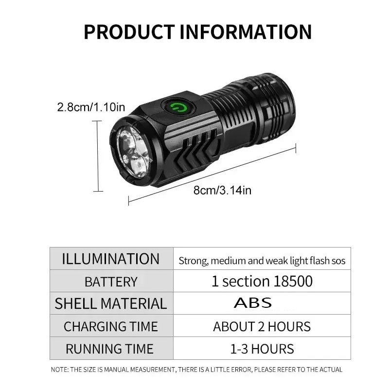 ペンクリップ付きミニ3LED懐中電灯、夜間歩行、ポータブル明 - Outdoor Lighting Lumen のレビューと価格