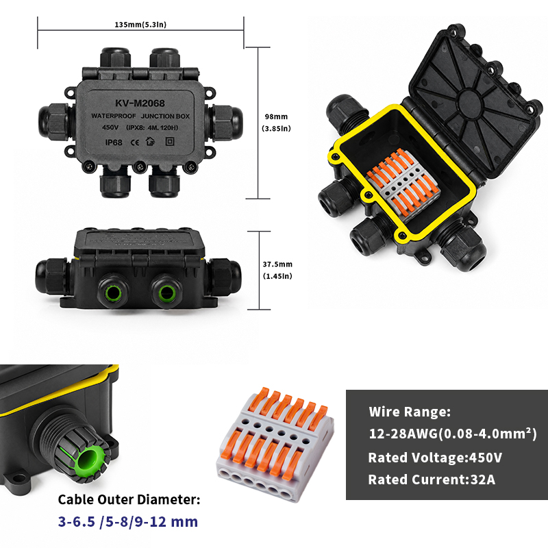 IP68防水ジャンクションボックス 2-8ウェイ 6極電気ケ - Outdoor Lighting Junction のレビューと価格