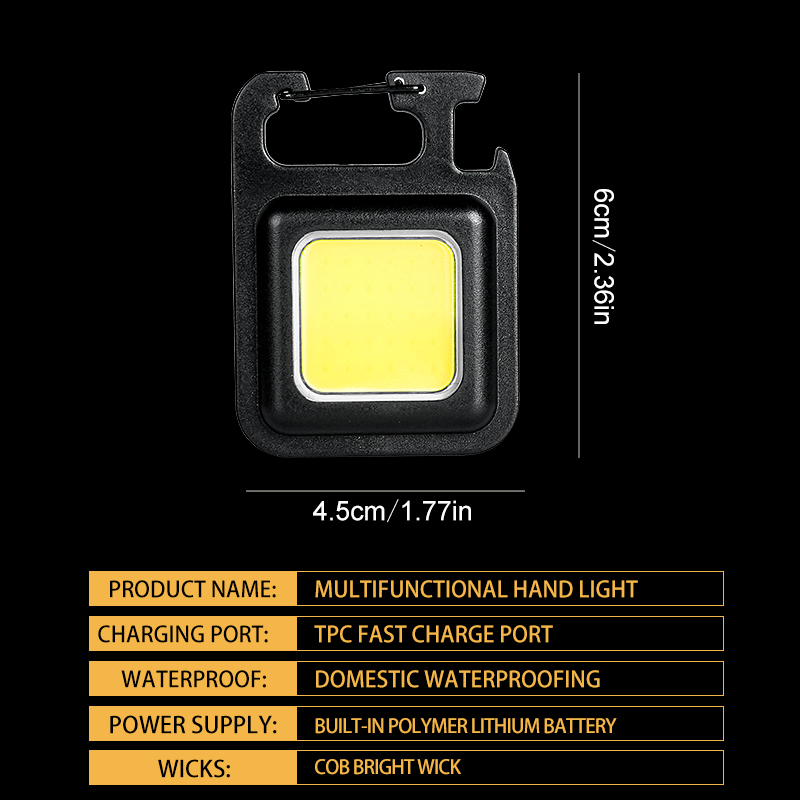 超高輝度で便利な携帯用ミニCOBキーホルダー懐中電灯、充電式 - Outdoor Lighting Types のレビューと価格