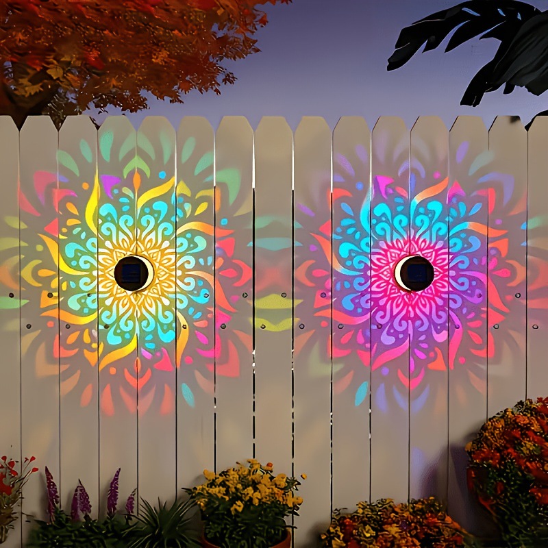 ソーラーLEDウォールライトマンダラプロジェクションランタン - Bollard Light Garden のレビューと価格