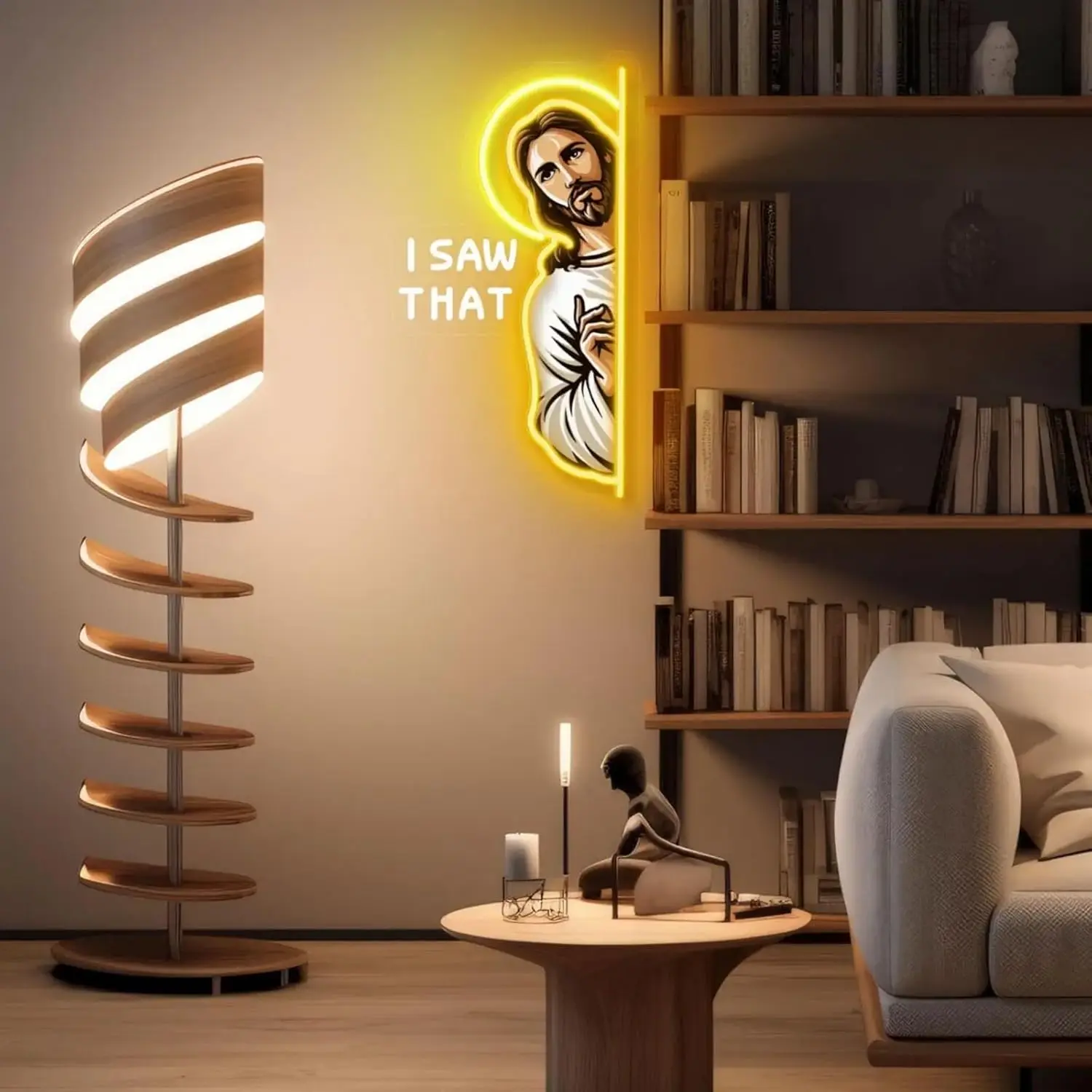 イエス・キリストのネオンサイン「I Saw That Neo - Outdoor Lighting Restaurant のレビューと価格