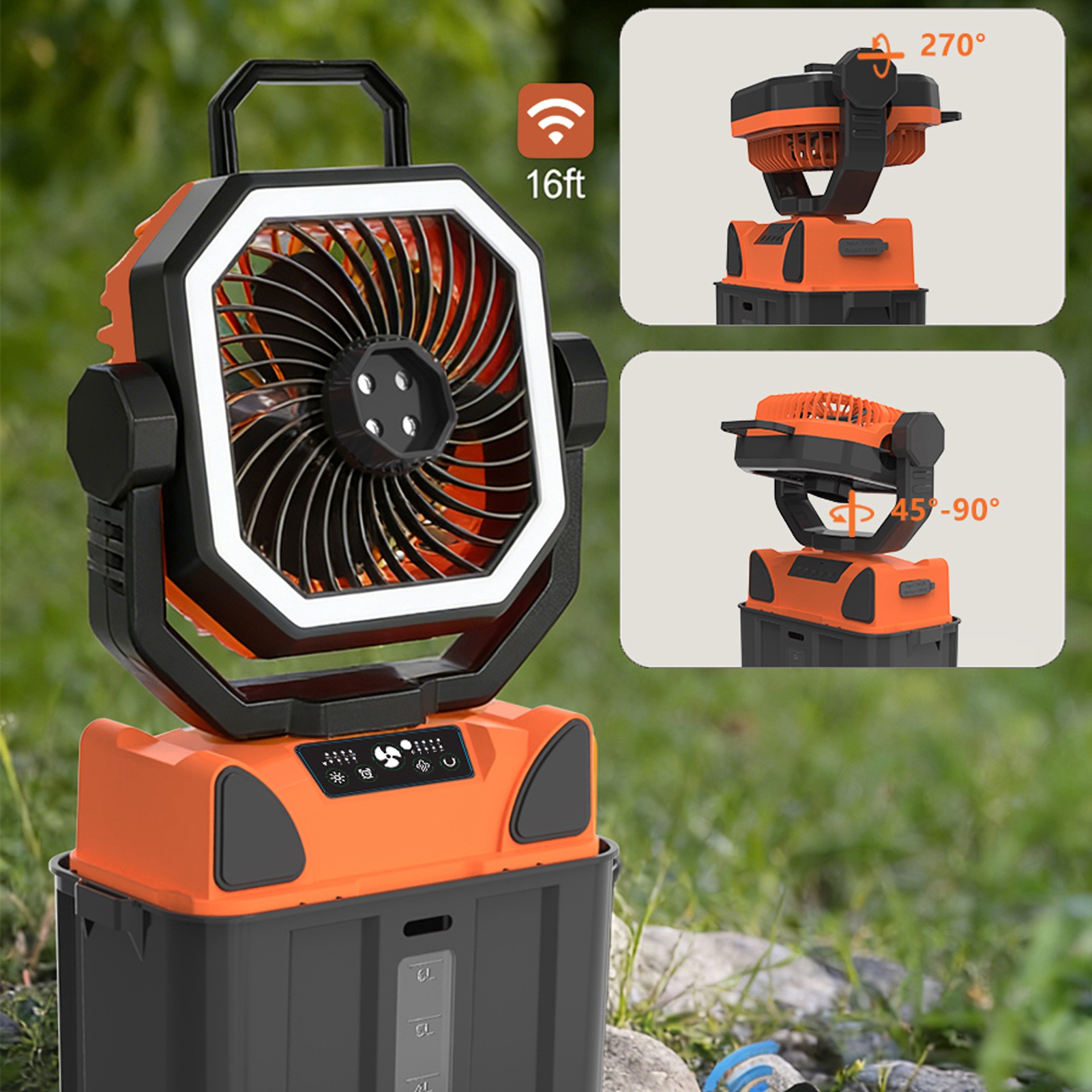 充電式キャンプファン、6Lバケツ、LEDライト、リモコン付き - Outdoor Lighting Controller のレビューと価格