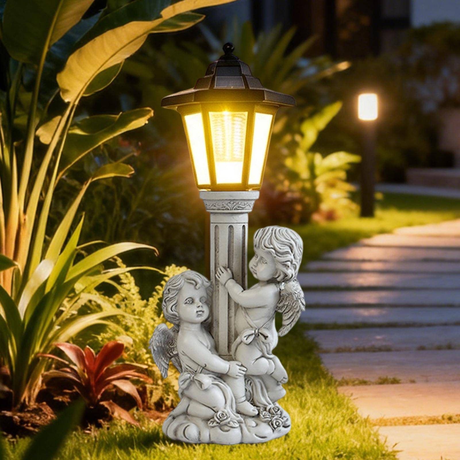 庭の彫像ライトアップ自動オン/オフ樹脂彫刻照明屋外彫像ソーラ - Outdoor Lighting For Home のレビューと価格