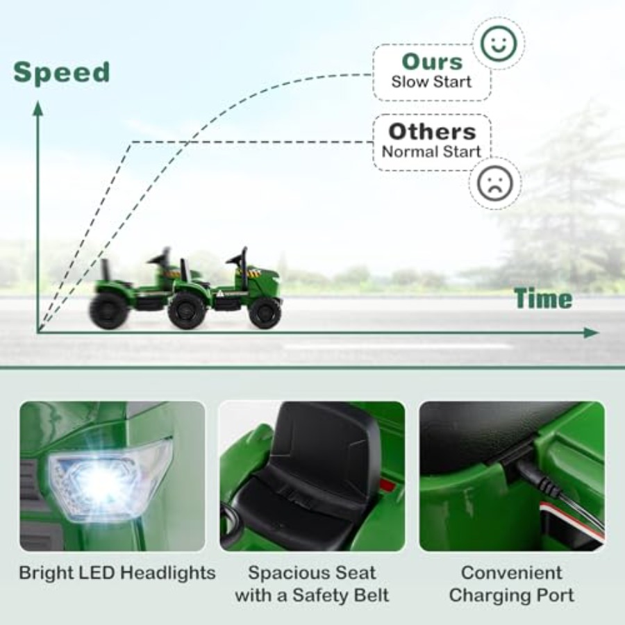 屋外遊び用トラクターとトレーラー、EVAタイヤ、ダークグリー - Outdoor Lighting Controller のレビューと価格