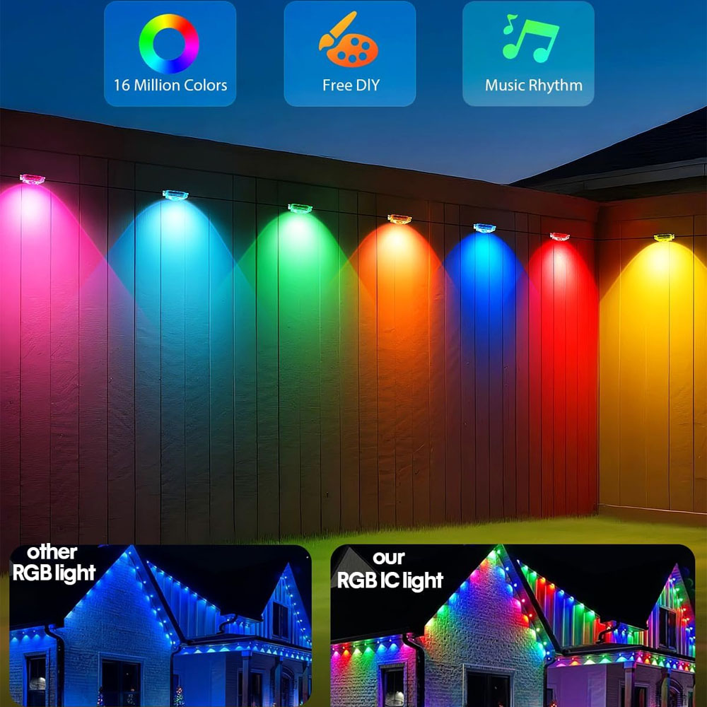 庭の装飾用の永久屋外軒先ライト、RGBIC LEDストリング - Outdoor Lighting Controller のレビューと価格