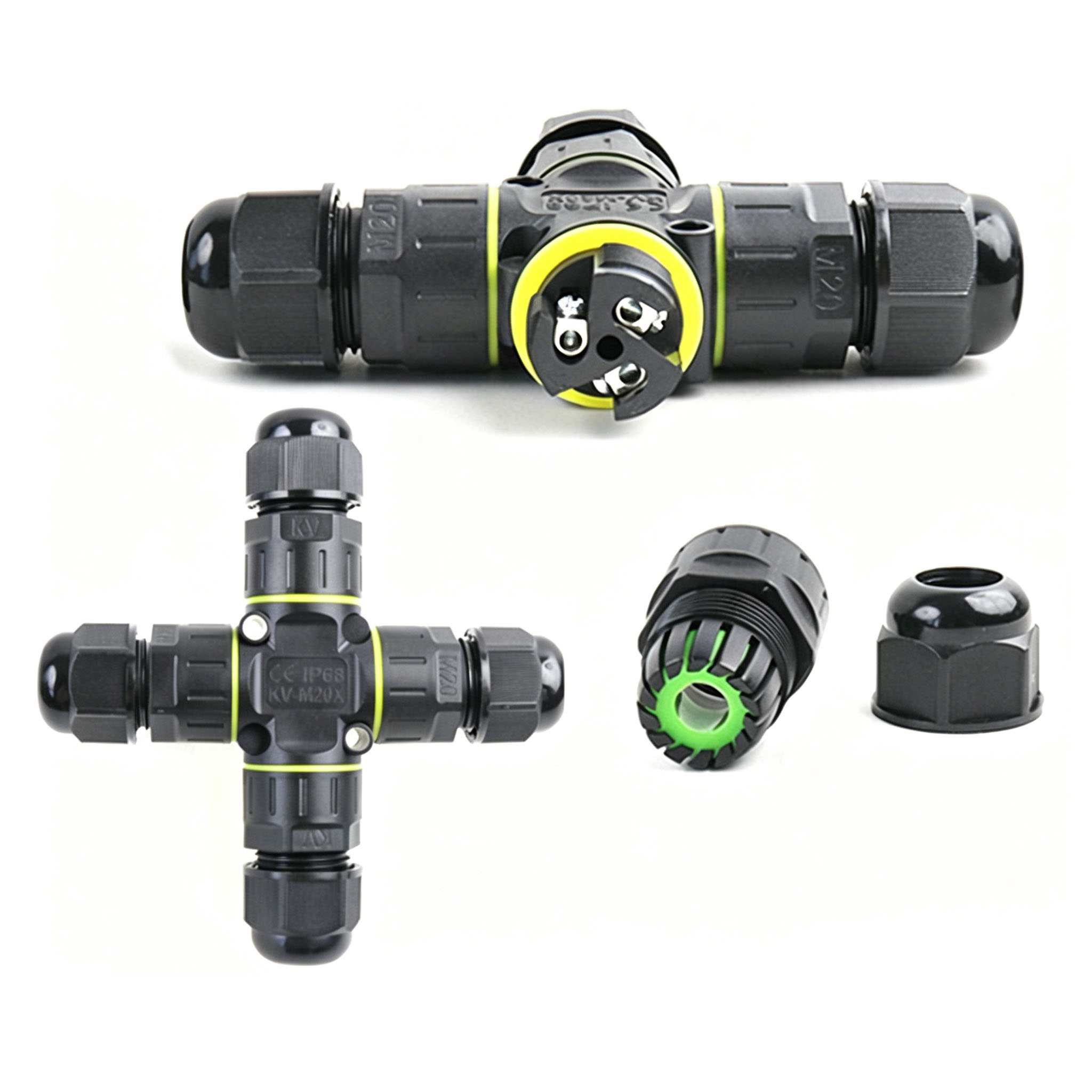 IP68 4方向クロス防水コネクタ、2/3ピンネジ端子アダプ - Outdoor Lighting Junction のレビューと価格